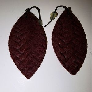 Burgundy braided earrings